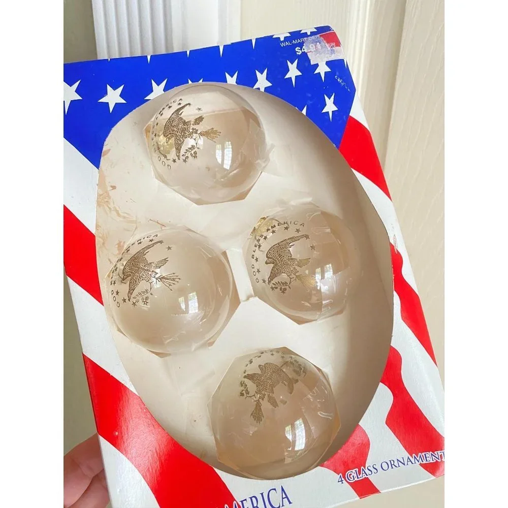 vtg vintage RAUCH glass Made in American eagle‎ ornaments Christmas holiday